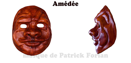 Amédée : Masque expressif entier, en cuir, réalisé par Patrick Forian