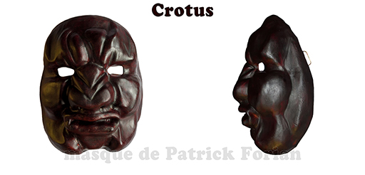 Crotus : Masque expressif entier, en cuir, réalisé par Patrick Forian