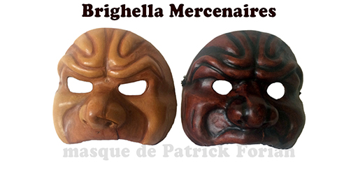 Masks of Brighella, in a Matamore version, seen from the front