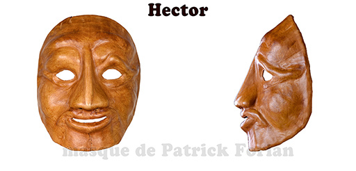 Hector : Full face mask, in leather, made by Patrick Forian