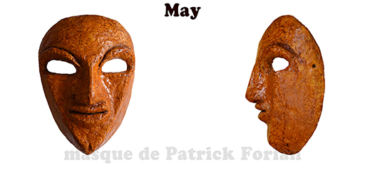 May : Full face mask, in paper mache, made by Patrick Forian